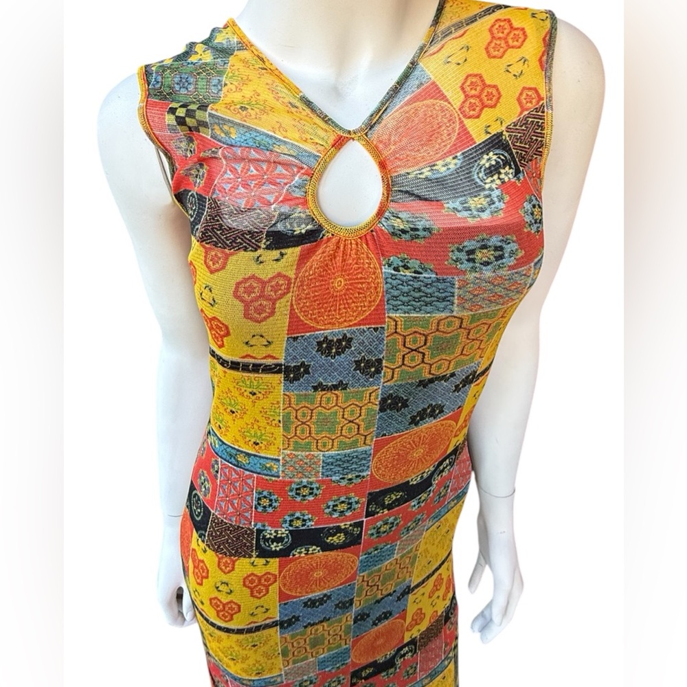 RARE Vintage 80’s VIVIENNE TAM sleeveless mesh maxi dress w/ original slip sz 1 - Picture 2 of 8
